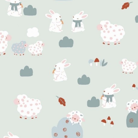 Tissu Coton Imprimé Magneau Bleu