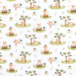 Tissu Coton Imprimé Renard Multico
