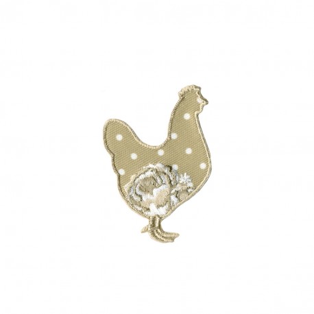 Poules fleuries 3x3,5cm - Fond beige