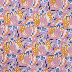 Tissu Voile de Coton Imprimé Abstrait Lilas