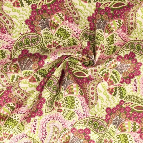 Tissu Popeline Imprimée Paisley Violet