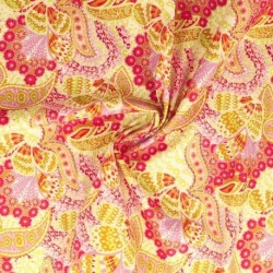Tissu Popeline Imprimée Paisley Rose