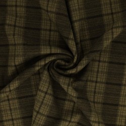 Tissu Jersey Lainage Motif Carreaux Vert