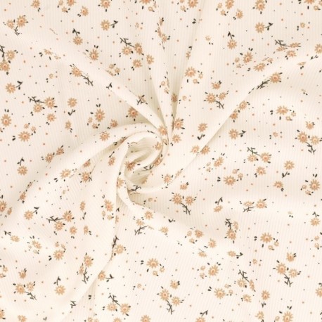 Tissu Jersey Côtelé Imprimé Fleurs