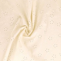 Tissu Popeline Floquée Esprit Broderie Blanc 