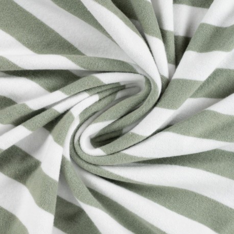 Tissu Pico Terry Rayures Kaki 