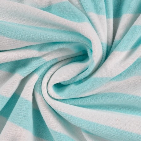 Tissu Pico Terry Rayures Bleu Turquoise