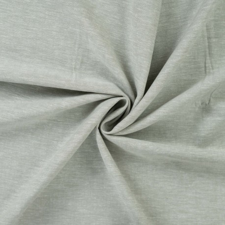 Tissu Lin Melangé Pepino Uni Vert de Gris