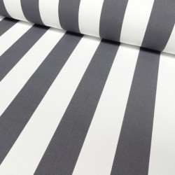 Tissu Toile Outdoor Deperlante Rayure Gris Foncé