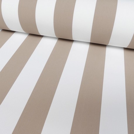 Tissu Toile Outdoor Deperlante Rayure Beige 