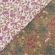 Tissu Blockprint Imprimé Tampons Mains Matelassé Double Face Floral Blanc et Marron Clair