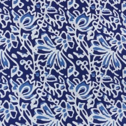 Tissu Blockprint Impression Tampons Mains Floral Bleu