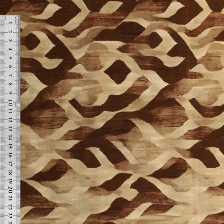 Tissu Popeline de Viscose Imprimé Digital Chocolat