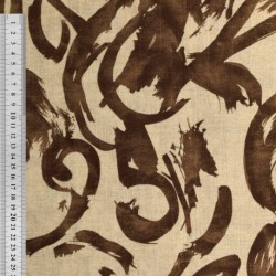 Tissu Viscose Lin Imprimé Digital Chocolat 
