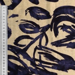 Tissu Viscose Lin Imprimé Digital Bleu