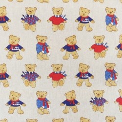 Tissu Teddy Bear Fond Coloris Lin Ourson 