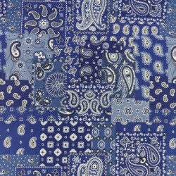 Tissu Cretonne Imprimée Farwest Bandana Bleu 