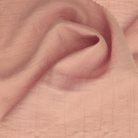 Tissu Uni Aspect Froissé Rose