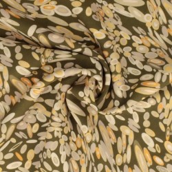 Tissu Popeline De Viscose Imprimée Abstrait Marron