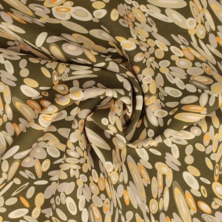 Tissu Popeline De Viscose Imprimée Abstrait Marron