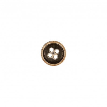 Bouton 4 trous bicolore imitation corne