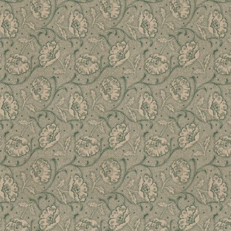 Tissu Bloomy Art Craft Kaki Fond Coloris Lin