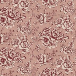 Tissu Elegant Rose Bloom Lie de Vin Fond Coloris Lin