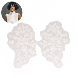 Motif perles fleur *2 Blanc