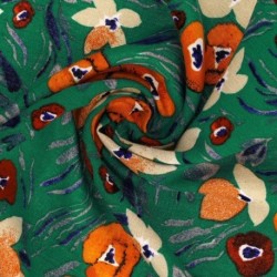 Tissu Viscose Imprimé Vert Bouteille