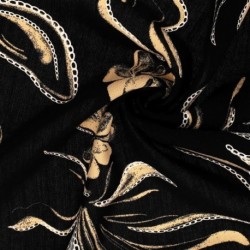 Tissu Viscose Imprimé Noir 