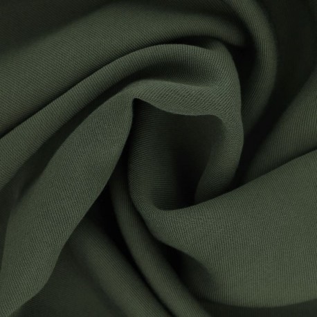 Tissu Gabardine Viscose Polyester Uni Vert Kaki 