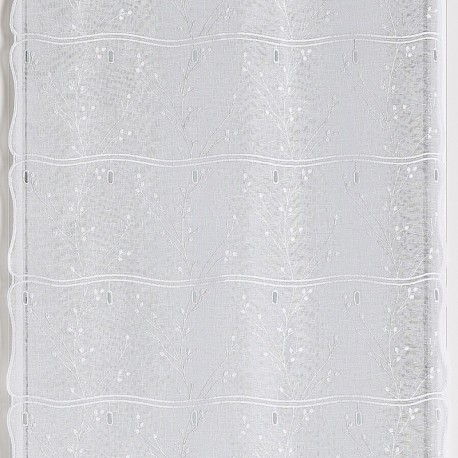 Tissu Modulable Brode Feuille Blanc Largeur 60cm 