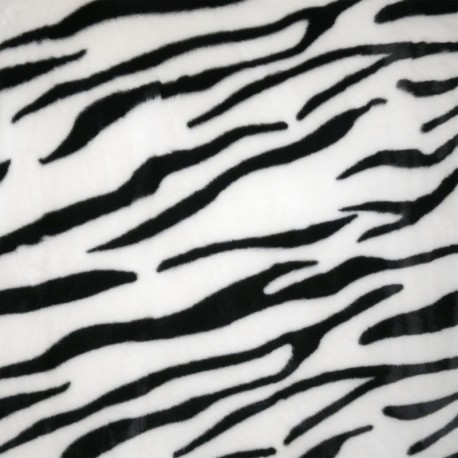 Tissu Fausse Fourrure Zebra Ras Noir