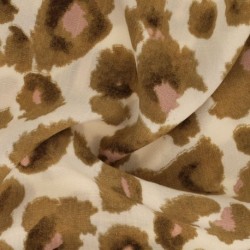 Tissu Viscose Imprimé Léopard Beige Camel