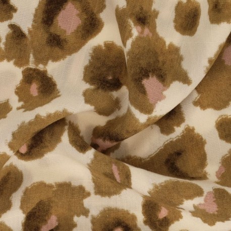Tissu Viscose Imprimé Léopard Beige Camel