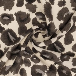 Tissu Viscose Imprimé Léopard Gris