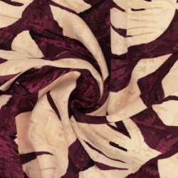 Tissu Viscose Imprimé Jeanne Bordeaux 