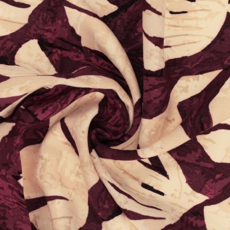 Tissu Viscose Imprimé Jeanne Bordeaux 