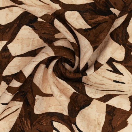 Tissu Viscose Imprimé Jeanne Marron Clair