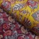 Tissu Blockprint Imprimé Tampons Mains Matelassé Double Face Jaune Bordeaux