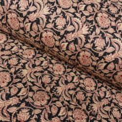 Tissu Blockprint Imprimé Tampons Mains Matelassé Double Face Fleur Multi