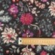 Tissu Blockprint Imprimé Tampons Mains Matelassé Double Face Floral Noir Bordeaux