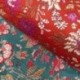 Tissu Blockprint Imprimé Tampons Mains Matelassé Double Face Floral Rouge Bleu