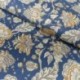 Tissu Blockprint Impression Tampons Mains Floral Bleu
