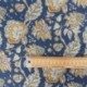 Tissu Blockprint Impression Tampons Mains Floral Bleu