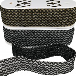 Galon large avec motifs fils metalliques