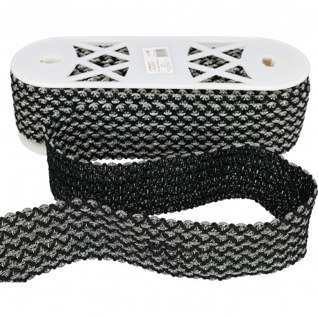 Galon large avec motifs fils metalliques