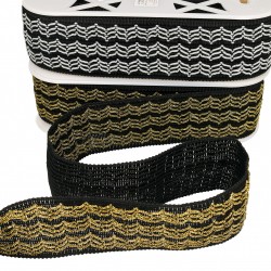 Galon large avec motifs fils metalliques