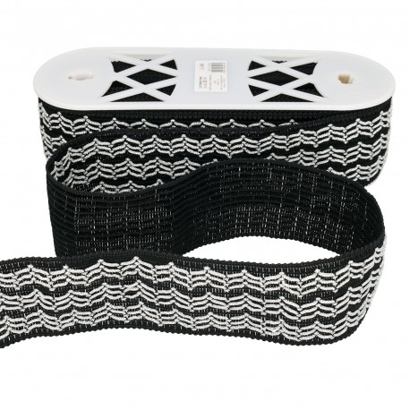 Galon large avec motifs fils metalliques