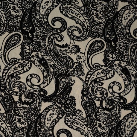 Tissu Serge de Viscose Imprimé Noir 